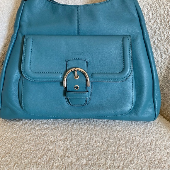 COACH Campbell Vintage Blue Leather Hobo Shoulder Y2K Bag - Picture 5 of 16